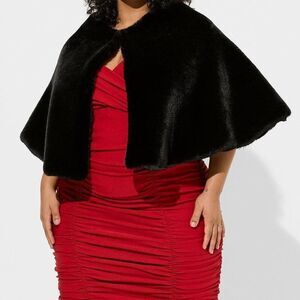 New Black Faux Fur Cape